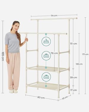 Double Hanging Clothes Rack with Storage Shelves - Karrari
