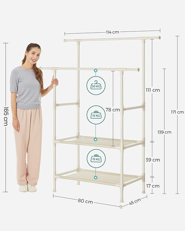 Double Hanging Clothes Rack with Storage Shelves - Karrari