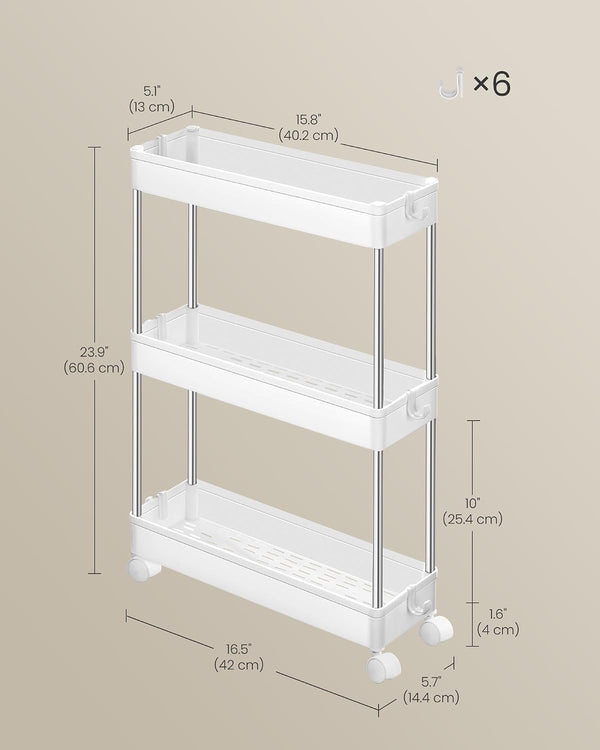 3-Tier Rolling Storage Cart with Wheels
