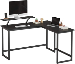 L-Shaped Desk with Screen Stand