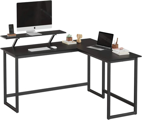L-Shaped Desk with Screen Stand