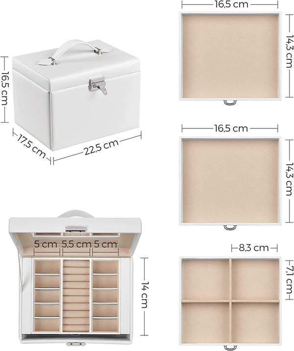 4-Level Jewellery Box with Mirror, Lock & 3 Drawers - Karrari