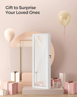 Wall Mounted Lockable Jewellery Cabinet with Mirror - Karrari