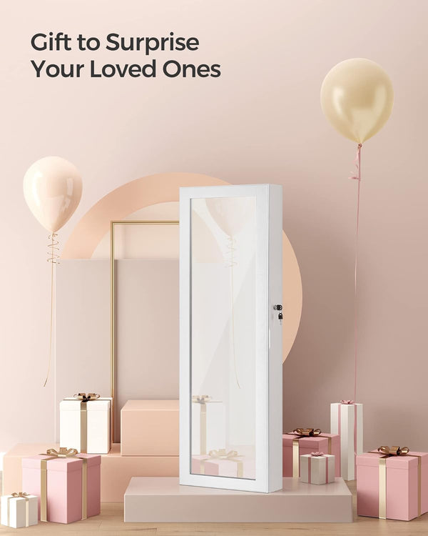 Wall Mounted Lockable Jewellery Cabinet with Mirror - Karrari