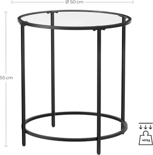 Round Side Table – Glass Top with Metal Frame - Karrari