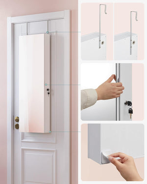 Wall-Mounted LED Jewellery Cabinet - Frameless Mirror - Karrari