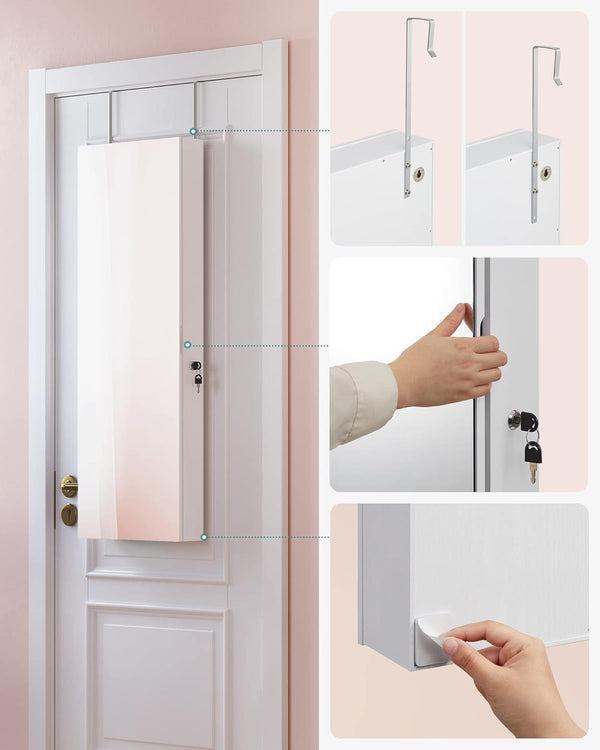 Wall-Mounted LED Jewellery Cabinet - Frameless Mirror - Karrari