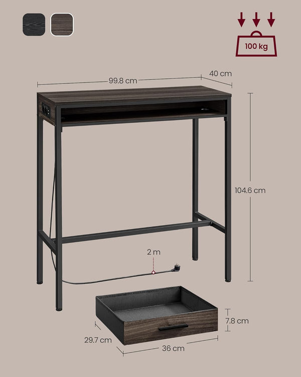 Bar Table with Power Strip & Drawer - Karrari