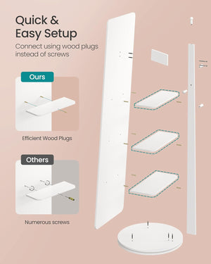 360° Rotating Full-Length Mirror with Storage (163×45cm) - Karrari