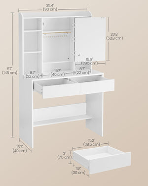 Dressing Table with LED Mirror & Storage Drawers - Karrari