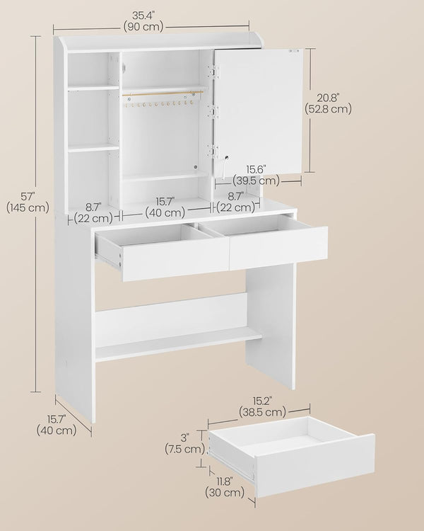 Dressing Table with LED Mirror & Storage Drawers - Karrari