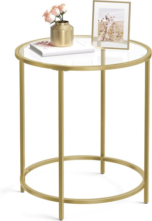 Round Side Table – Glass Top with Metal Frame - Karrari