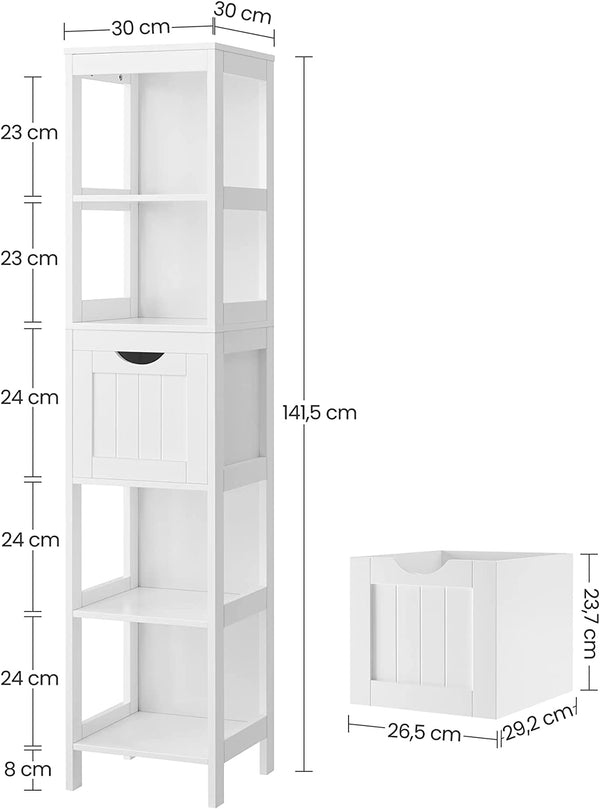 Tall Bathroom Storage Cabinet with Drawers - Karrari