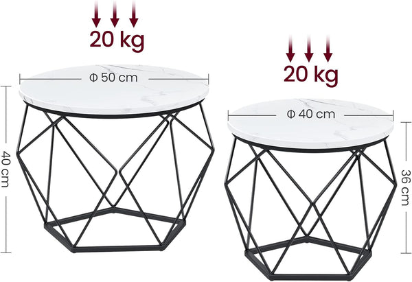 2-Piece Round Coffee Tables with Removable Tops - Karrari