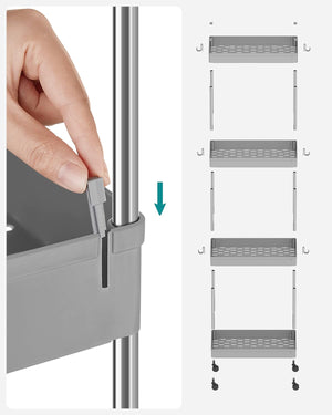 4-Tier Rolling Storage Trolley - Dove Grey - Karrari