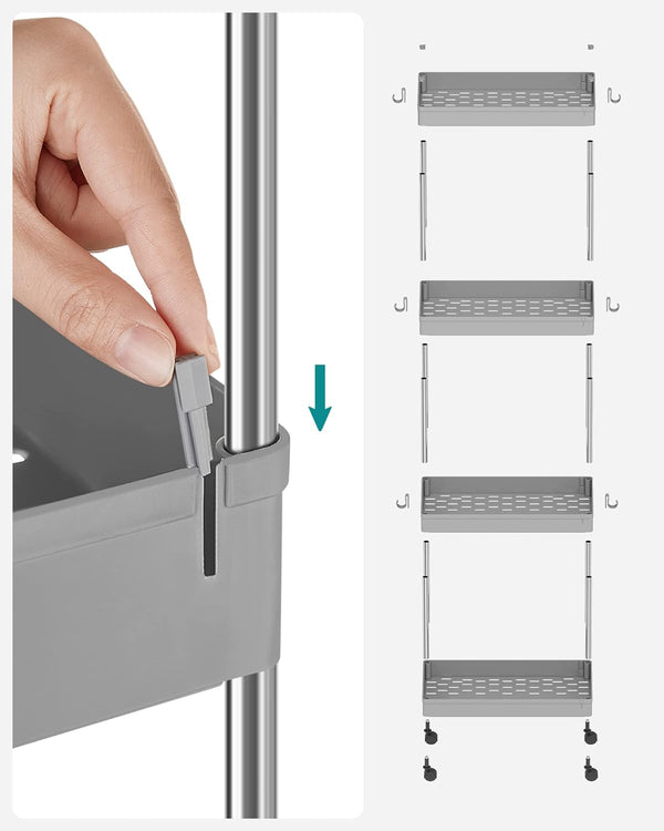 4-Tier Rolling Storage Trolley - Dove Grey - Karrari