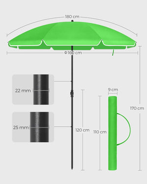 Tilt Parasol UPF 50+ – 30° Adjustable, With Carry Bag