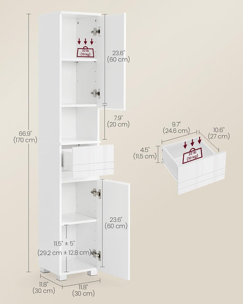 Tall Bathroom Cabinet with Drawer - Karrari