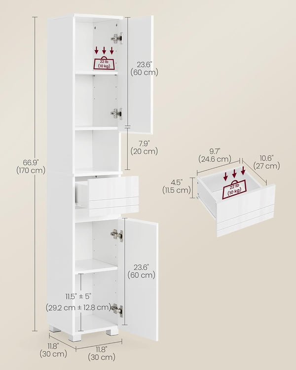Tall Bathroom Cabinet with Drawer - Karrari