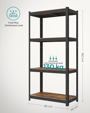 Industrial Shelving Unit – 4 Adjustable Shelves, (40x80x160cm) - Karrari