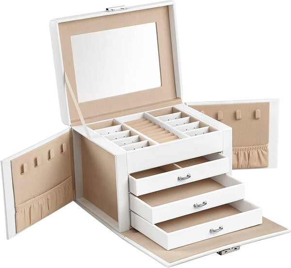 4-Level Jewellery Box with Mirror, Lock & 3 Drawers - Karrari