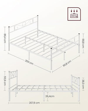 Double Metal Bed Frame (‎207.6x161.8cm) - Karrari