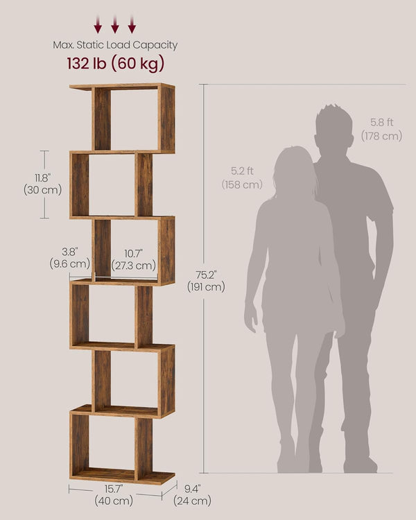 6-Tier Storage Shelf – Bookcase & Room Divider
