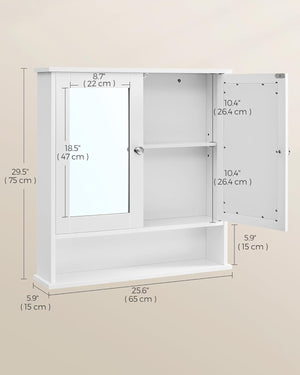 Wall-Mounted Bathroom Cabinet with Mirror Doors
