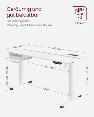 Adjustable Electric Desk with Drawer & Socket - Karrari