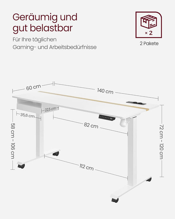 Adjustable Electric Desk with Drawer & Socket - Karrari