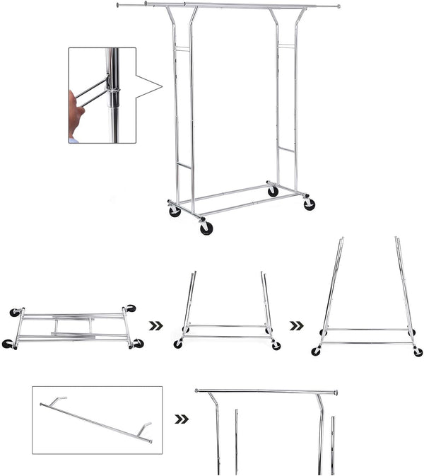 Heavy-Duty Metal Coat Rack Stand on Wheels - Karrari