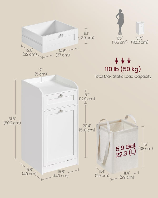 Bathroom Cabinet with Laundry Basket & Drawer - Karrari