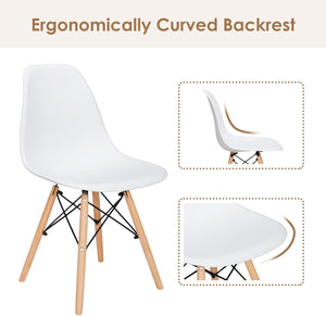 Modern Dining Chair Set of 4, Mid Century Modern DSW Chair, Side Chairs with Wooden Legs, Shell Lounge Plastic Chair for Kitchen, Dining, Bedroom, Living Room - Karrari