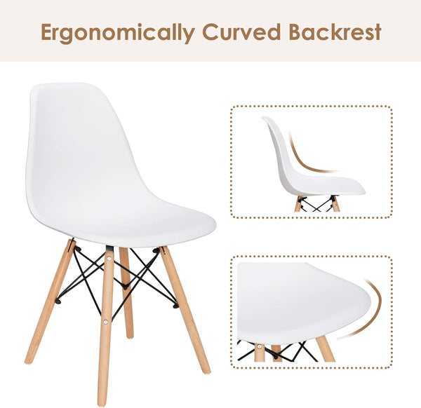 Modern Dining Chair Set of 4, Mid Century Modern DSW Chair, Side Chairs with Wooden Legs, Shell Lounge Plastic Chair for Kitchen, Dining, Bedroom, Living Room - Karrari