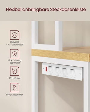 Standing Kitchen Shelf with Sockets, Hooks & Worktop Storage - Karrari
