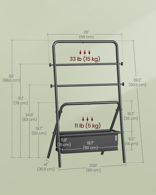 Foldable Towel Rack - Hooks & Basket - Karrari