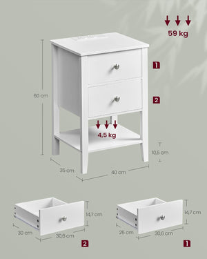 Bedside Table with Charging & Storage - Karrari