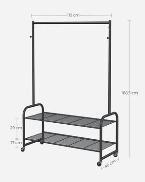 Multi-Functional Clothes Rail with Wheels & Storage - Karrari