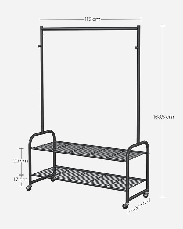 Multi-Functional Clothes Rail with Wheels & Storage - Karrari