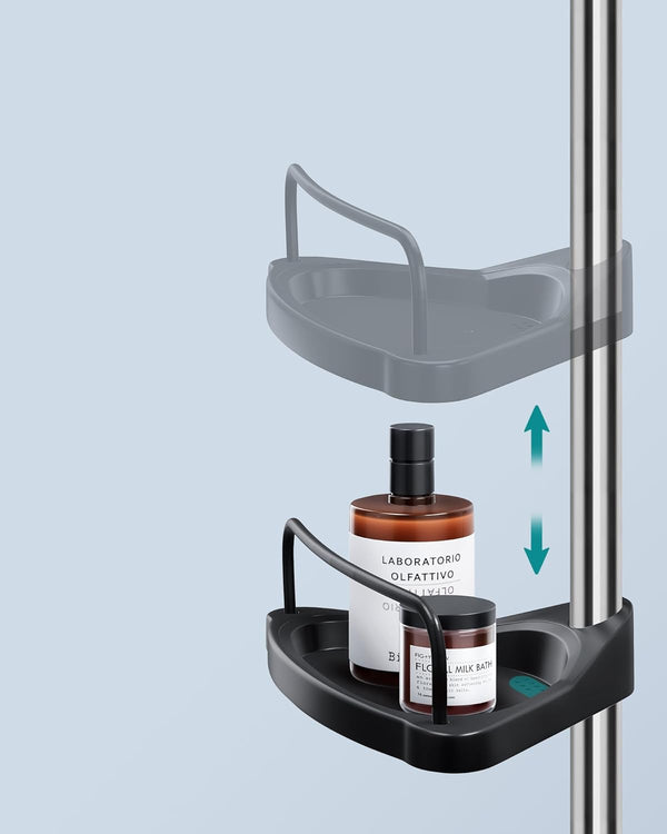 Adjustable Corner Shower Rack - Shelves & Hooks - Karrari