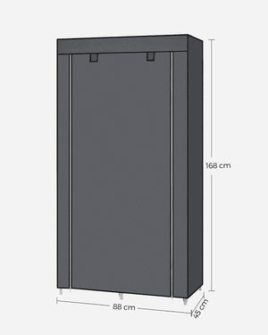 Fabric Wardrobe with 6 Shelves & 1 Hanging Rail - Karrari