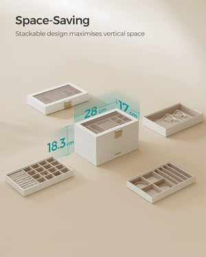 4-Tier Stackable Jewellery Box with Glass Lid - Karrari