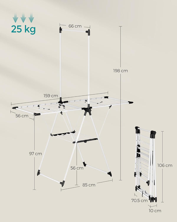 Foldable Clothes Drying Rack – 2 Levels, 24 Rails - Karrari