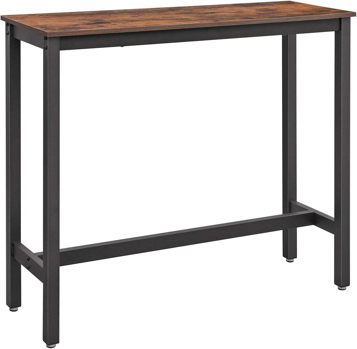 Industrial Bar Table, Vintage Brown/Black, Wood Chipboard & Steel (120x40x100cm)