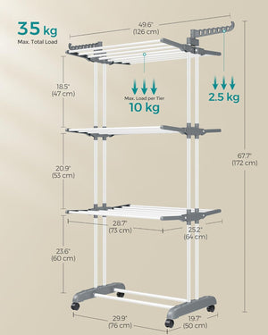 Large 4-Tier Foldable Clothes Airer – Stainless Steel - Karrari