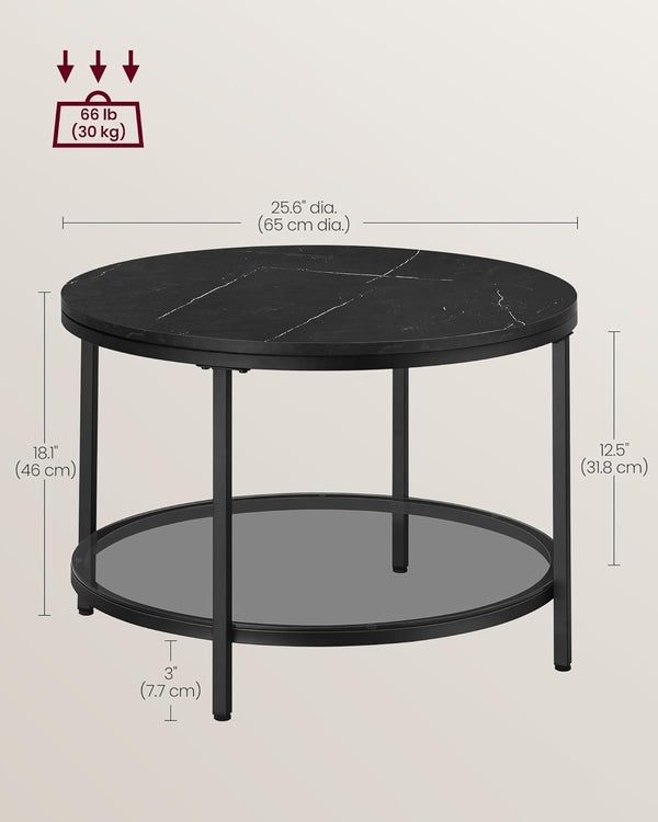 Coffee Table with Glass Top & Storage - Karrari
