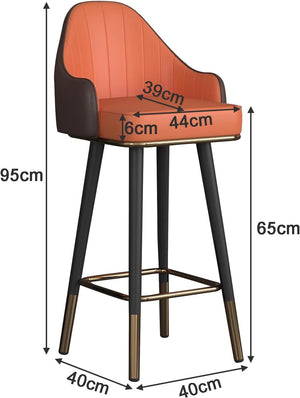 Upholstered Bar Stools – Orange Faux Leather with Black & Gold Legs (Set of 2) - Karrari