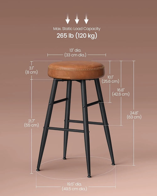 Set of 2 Backless Bar Stools