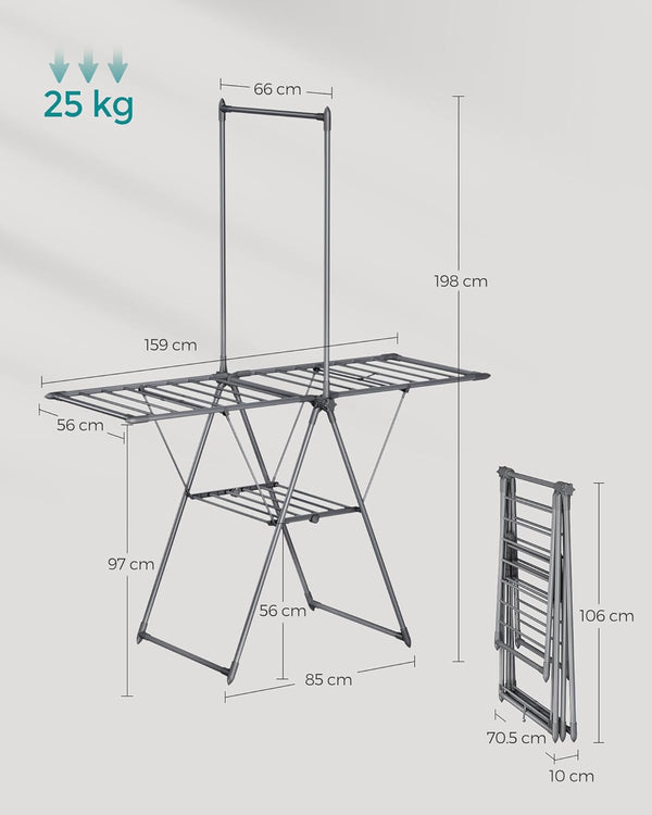 Foldable Clothes Drying Rack – 2 Levels, 24 Rails - Karrari