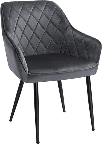 Dining Chair Upholstered Velvet Chair with Armrests Seat, Grey